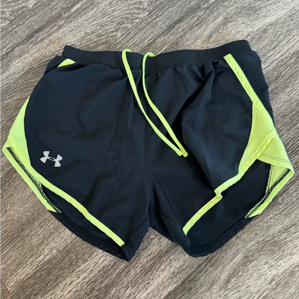 Under Armour Black and Neon Green Athletic Shorts